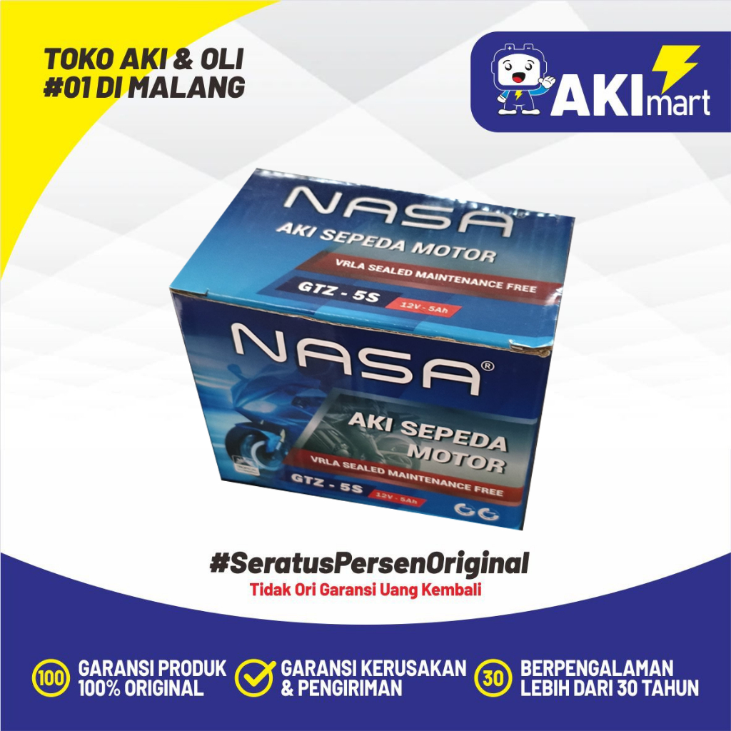 Aki GTZ-5s aki motor kering Nasa 5Ah Beat Scoopy Matic