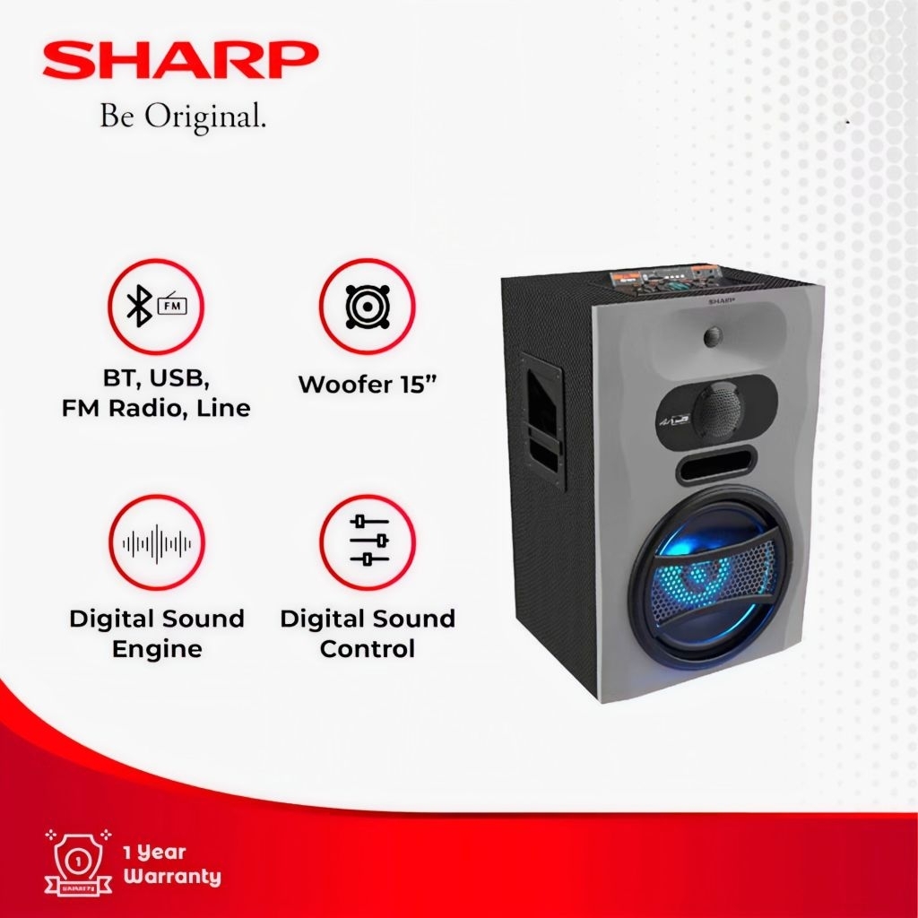 Speaker Aktif Sharp CBOX PROX15UBB Bluetooth TWS 110 Watt 15 Inch