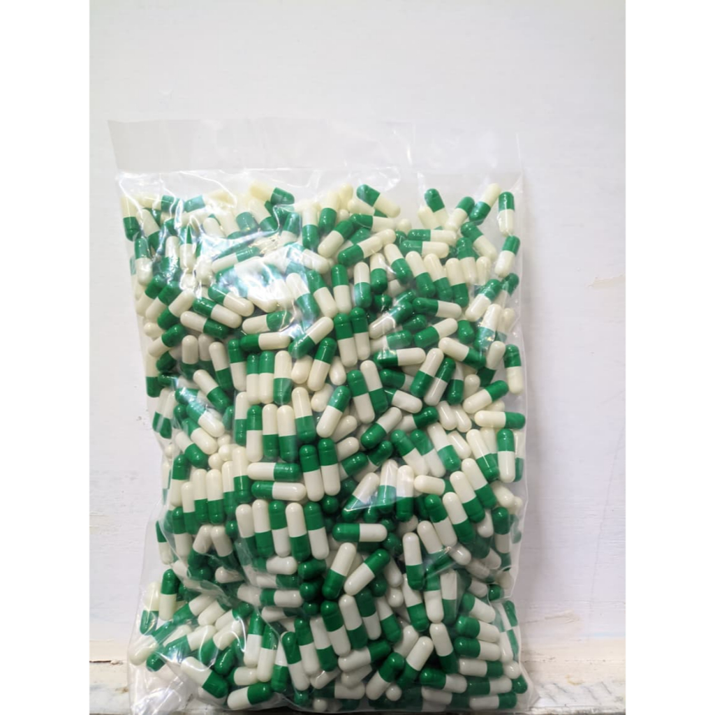 Cangkang Kapsul no 1 Kapsul Kosong Warna hijau-putih 1000pcs halal
