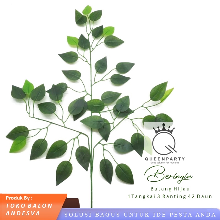 Daun Beringin Artificial / hiasan dinding daun palsu Beringin plastik / Ranting Daun Beringin Juntai