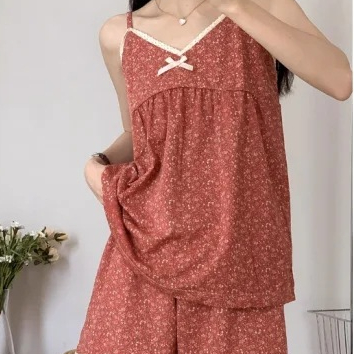 SANDRINA SETELAN PIYAMA TALI SATU CELANA PENDEK UNTUK REMAJA/DEWASA MODEL TERBARU IMPORT PREMIUM