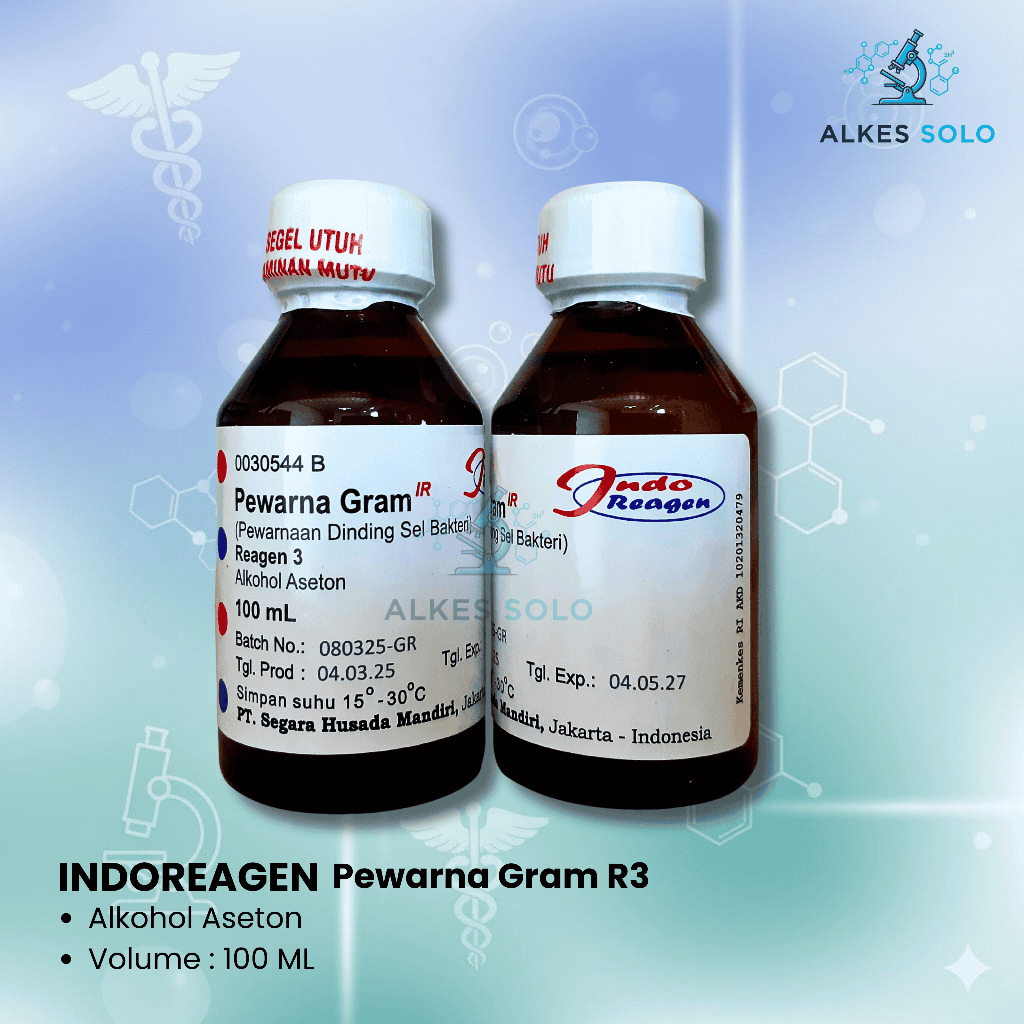 Per Botol Indo Reagen Pewarna Gram (Gentian Violet, Lugol, Alkohol Aseton) 100ml