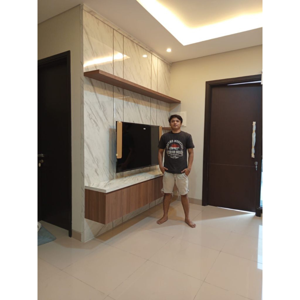 BACKDROP TV | BACKDROP TV MURAH | BUFFET TV HPL | RAK TV HPL | PARTISI PAJANGAN | MEJA TV HPL | FURN