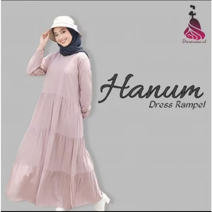 Hanum Dress Rempel ll Dress Polos Susun ll Dress Wanita Rempel