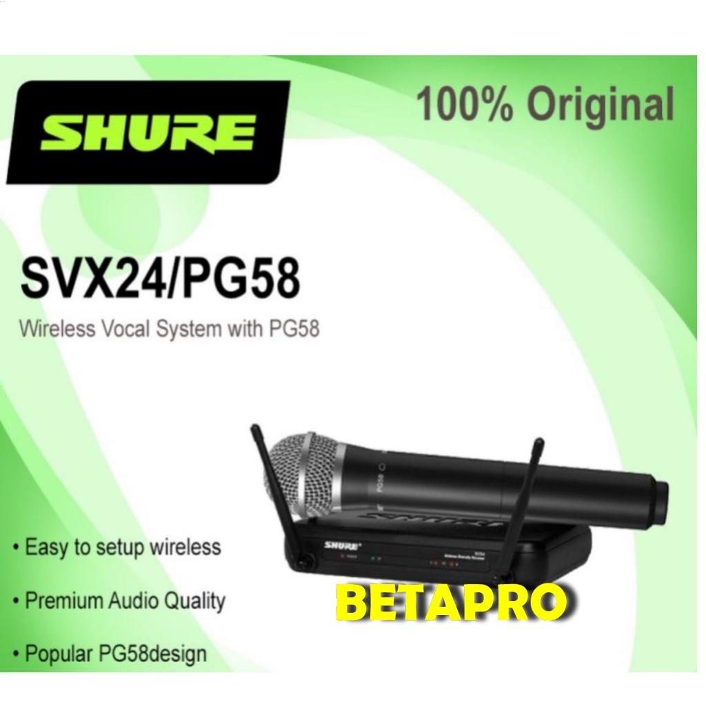 ORIGINAL MIC  WIRELESS  SHURE SVX24/PG58 MIC WIRELESS SHURE ORIGINAL SVX 24 / PG58