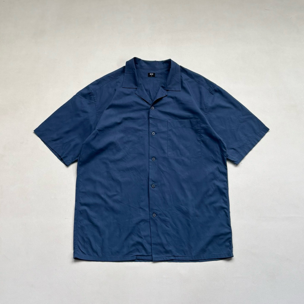 Uniqlo Open Collar Basic Shirt Blue