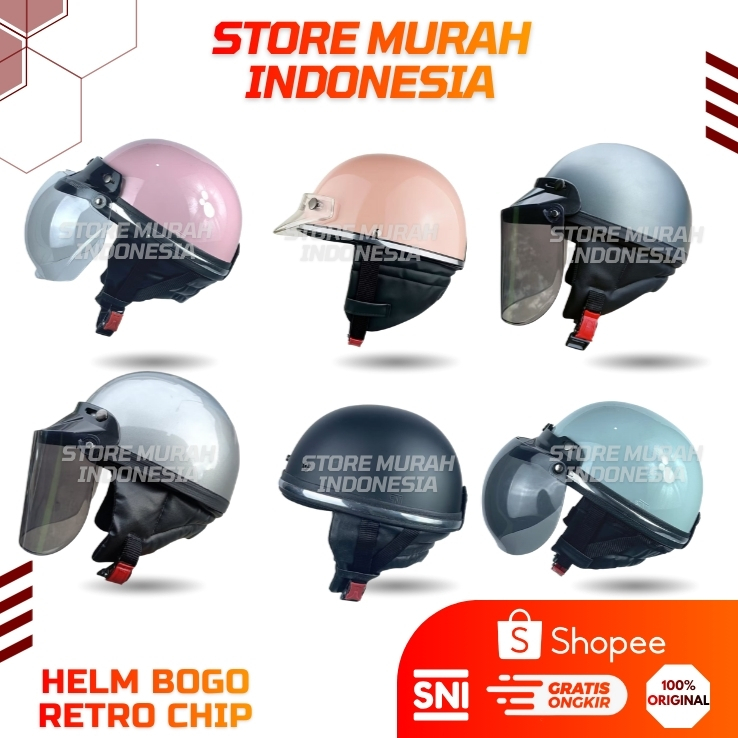 Helm Bogo Chips Retro Polos SNI All Size