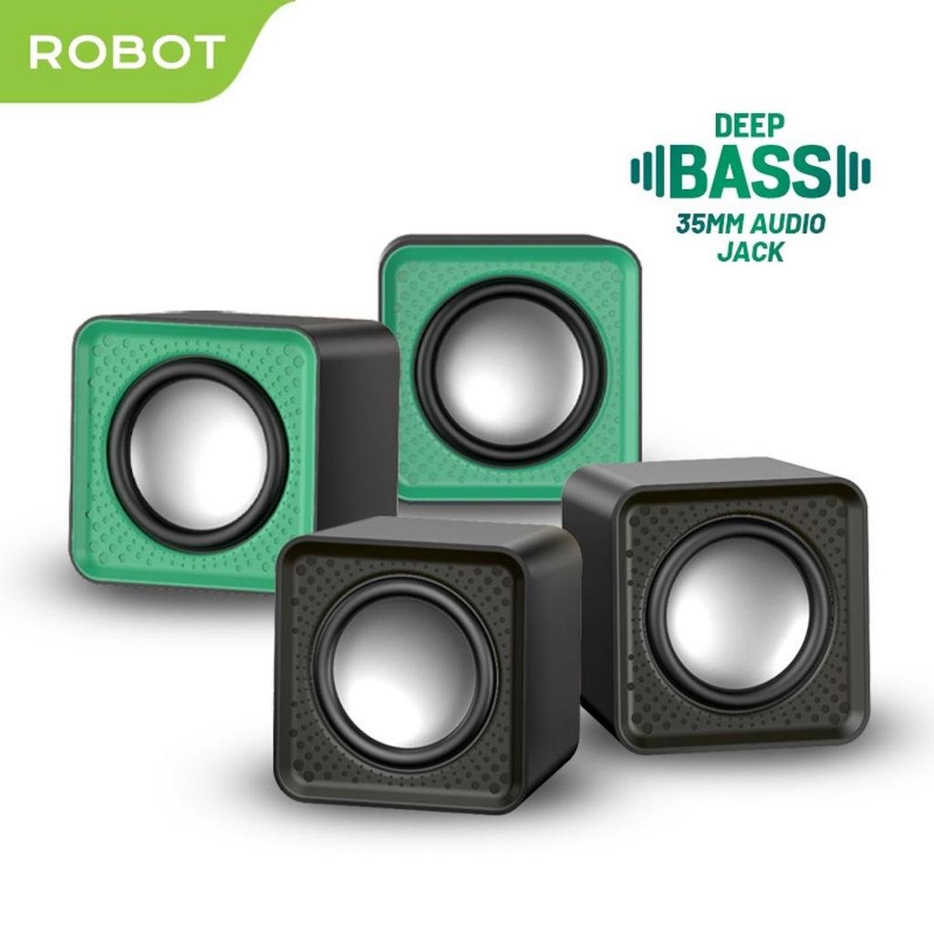 ROBOT Speaker Komputer Stereo USB Desain Kecil Suara Bass Ukuran Ringkas Untuk Desktop atau Laptop -