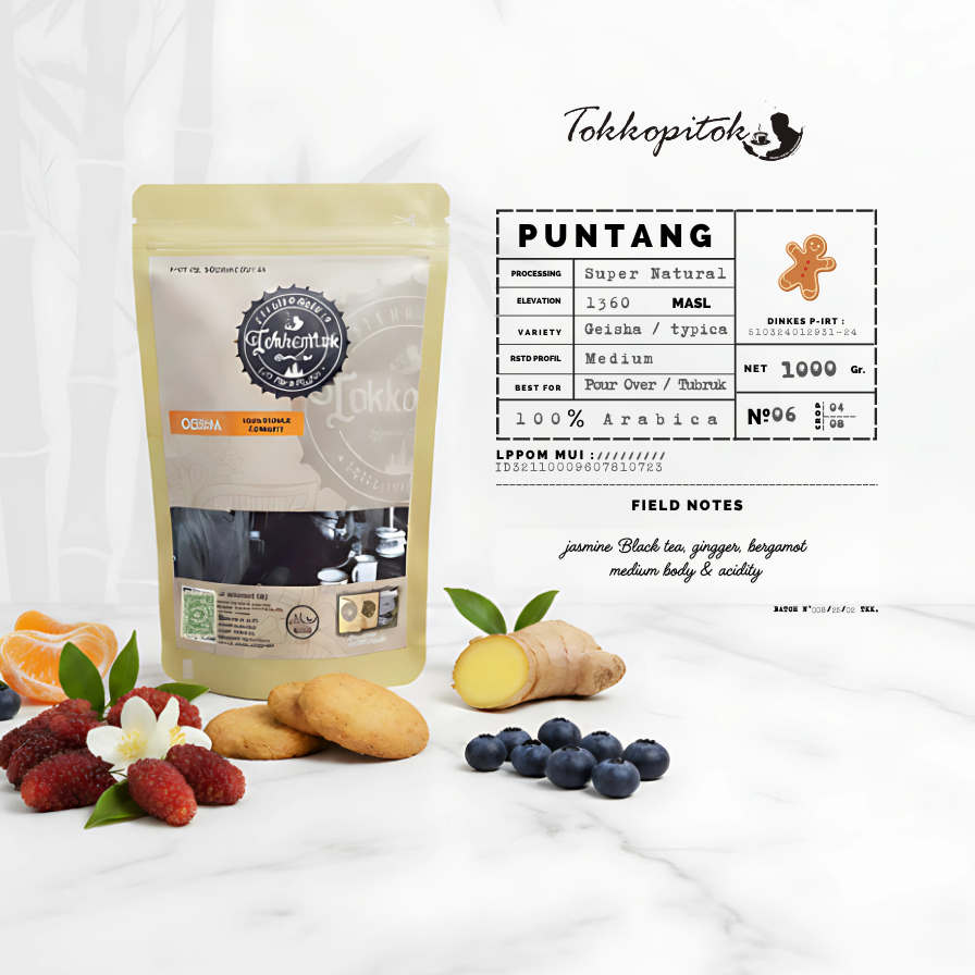 Tokkopitok 1000 gram Roasted Bean kopi Arabica puntang Sunda Geisha