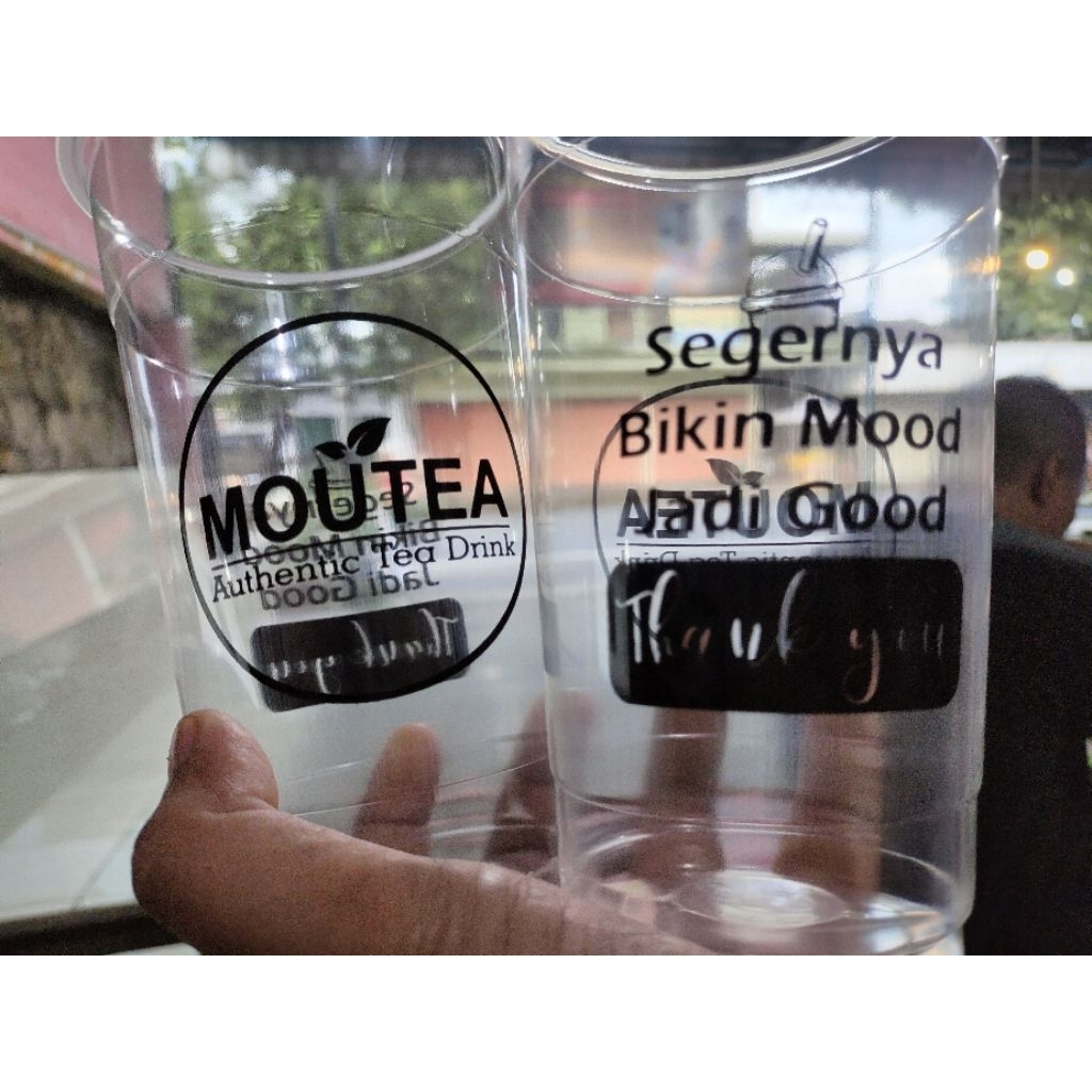 sablon gelas cup plastik 22 oz dan 18oz slim 1000 cup
