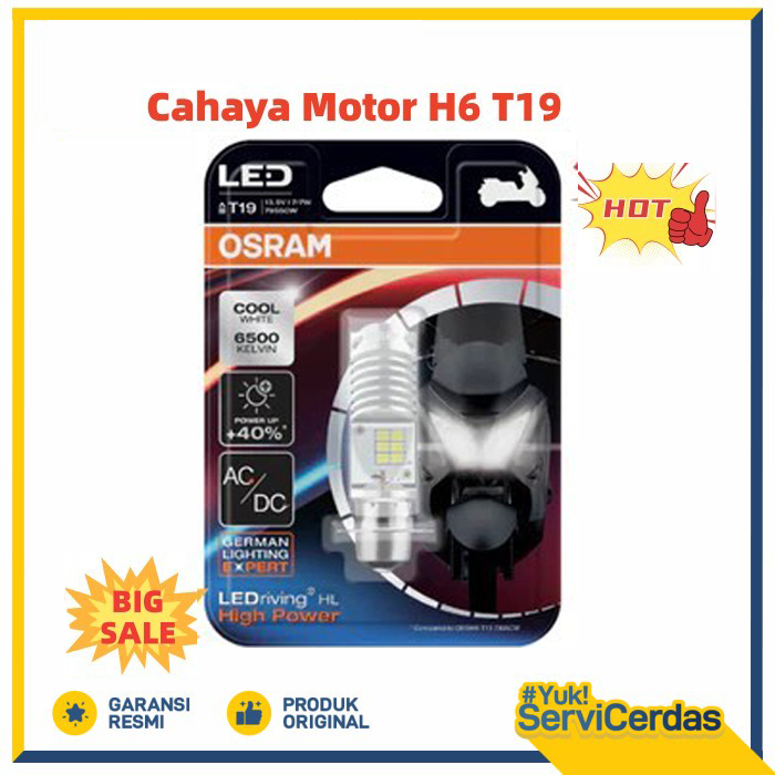 Lampu Depan LED OSRAM T19 M5 H6 H4 Putih 6000K AC DC Beat Vario Mio Supra Jupiter Grand Original