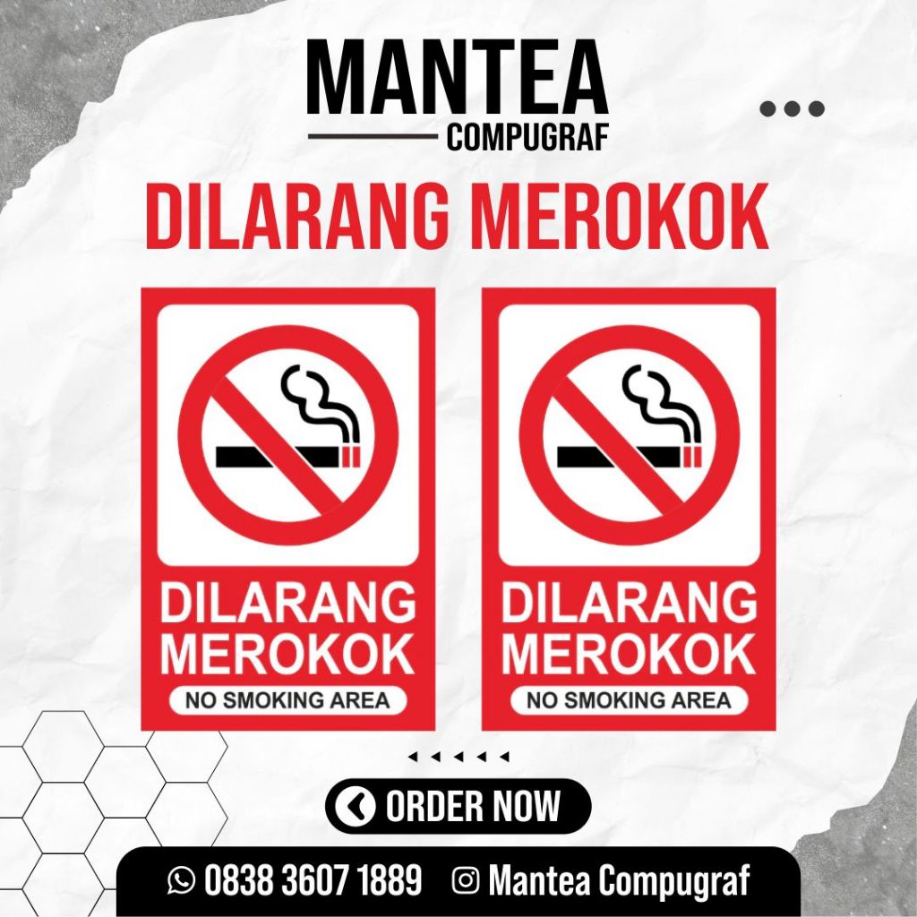 Sticker Area Dilarang Merokok Anti Air, Tahan Lama, Warna Cerah