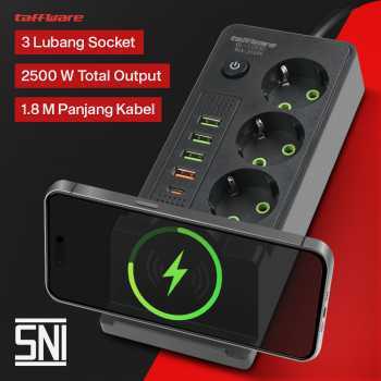 Stop Kontak Serbaguna dengan USB Type-C dan Nirkabel, Tahan Api, 2500W