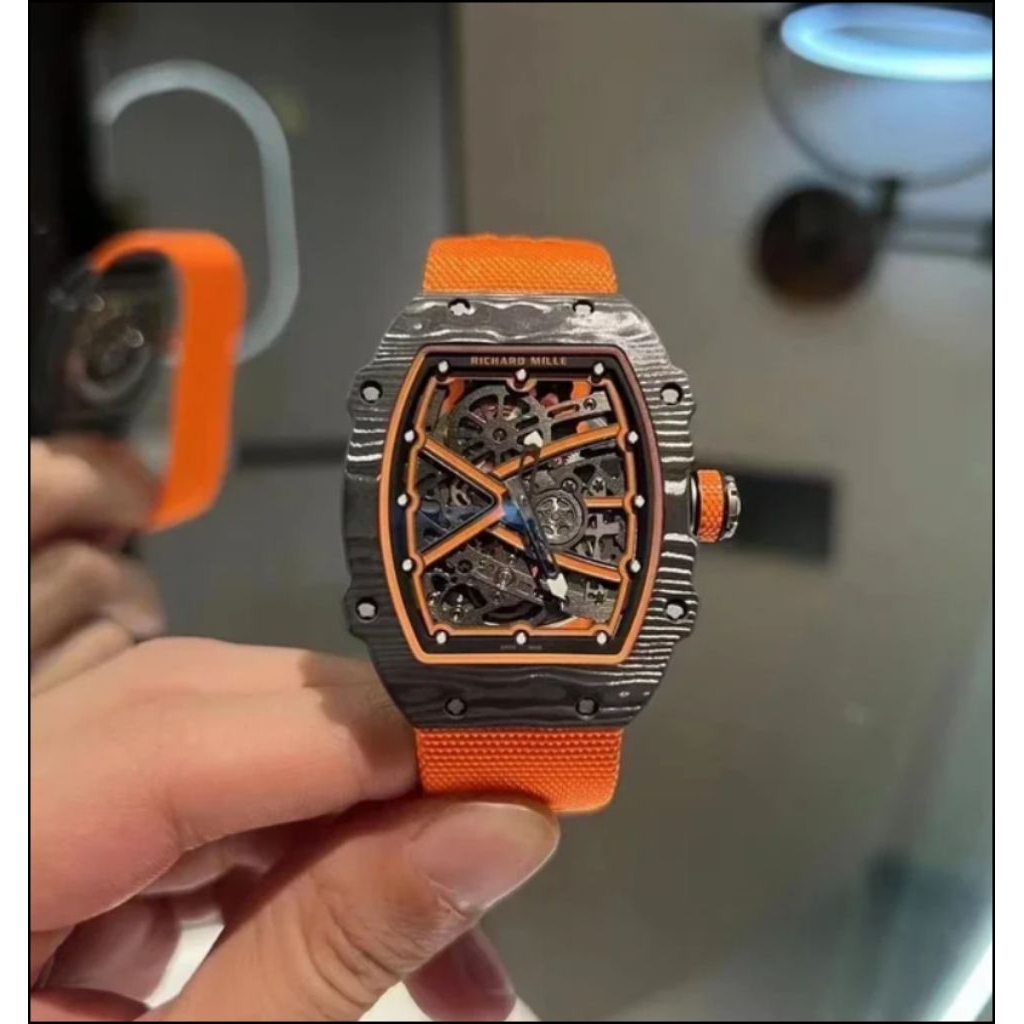 JAM TANGAN RM67-02 CARBON BLACK ORANGE SWISS MATIC