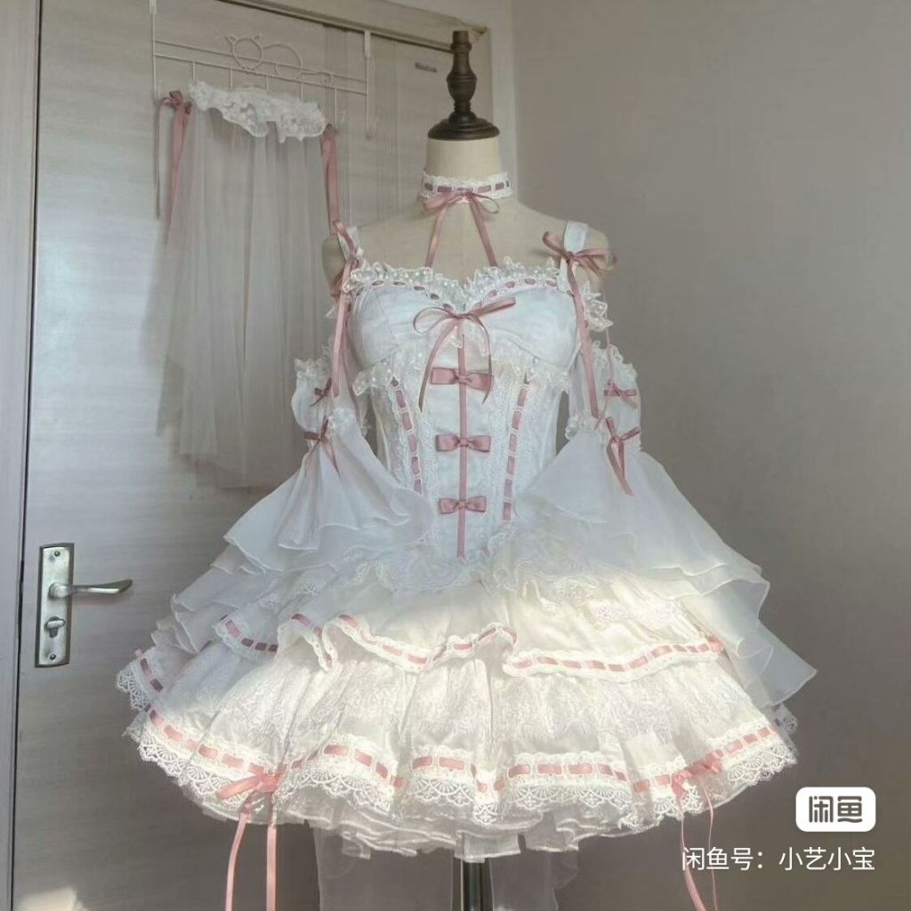 Valentine Romantic Lolita Kawaii Dress White Valentine Dollette Coquette Dress