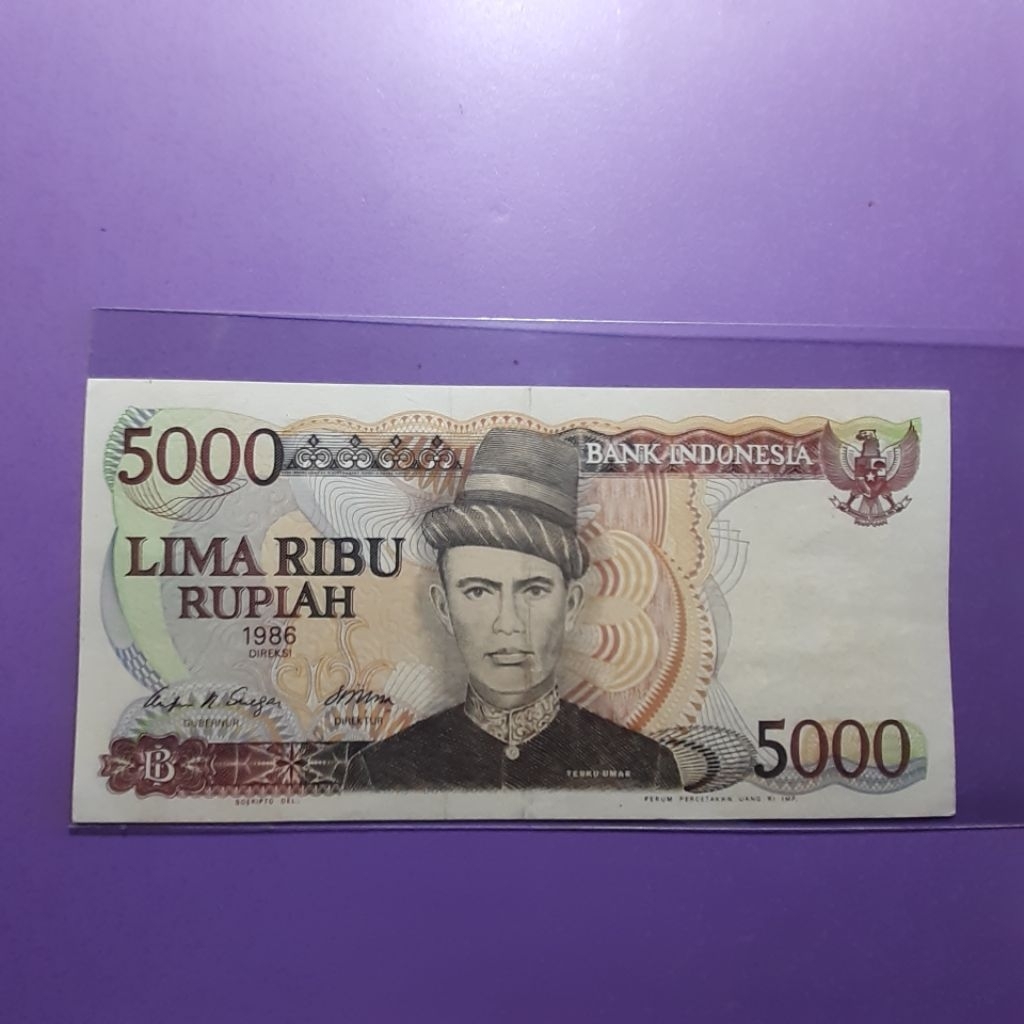 Uang kuno 5000 rupiah teuku umar 1986
