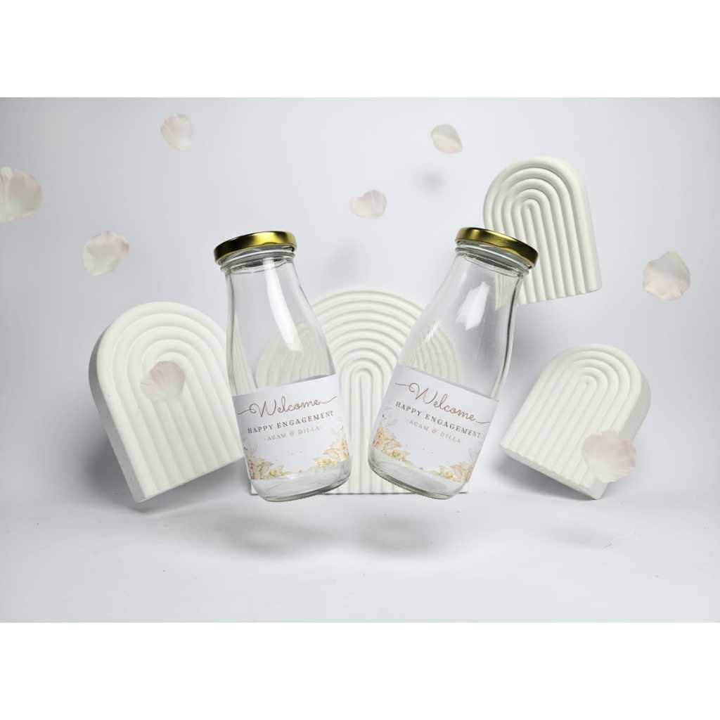 Botol Tumbler Kaca Juice 300ml Botol Susu Beling Tutup Alumunium Botol Madu Kaca Estetik