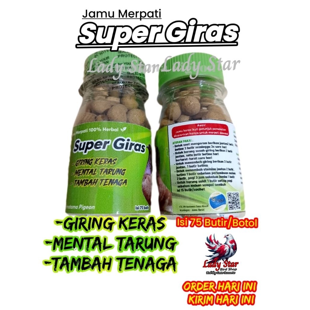 Jamu Giring Merpati Super Giras isi 75 butir Jamu  Obat Giring Merpati Giring Jamu Burung Jamu Merpa