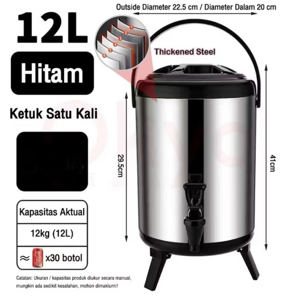(Free Kardus & Bublewrap) Drink Jar Stainles Luar dan Dalam 8, 10, 12 liter Tahan Panas Dingin | Mil