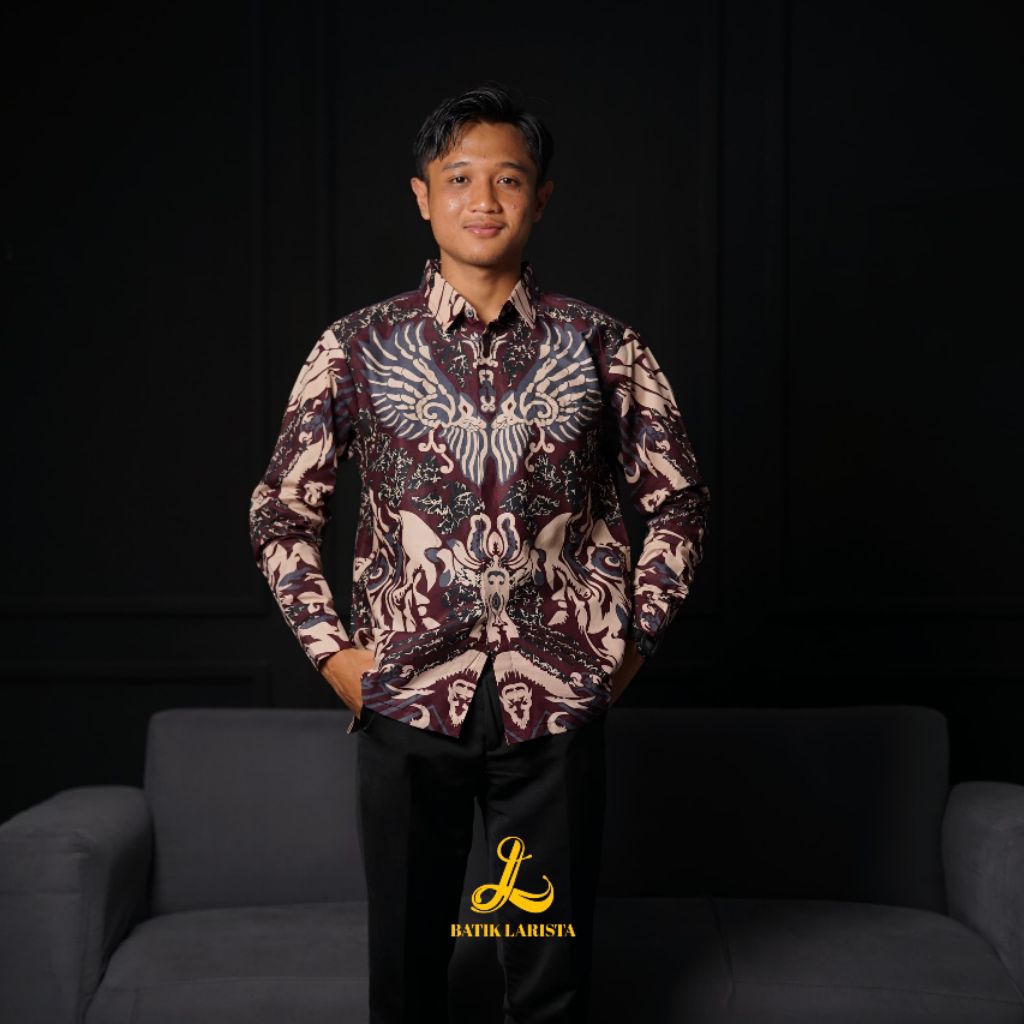 Larista Batik Motif Garudayaksa Moca Baju Batik Pria Slimfit Katun Premium Halus Lembut adem dan nya