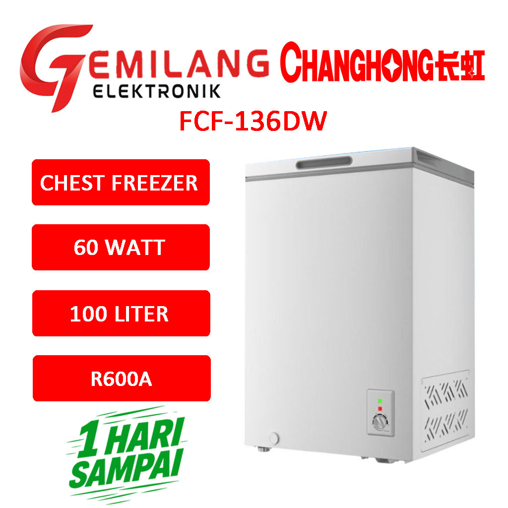 BOX FREEZER / CHEST FREEZER CHANGHONG FCF-136DW KAPASITAS 100 LITER