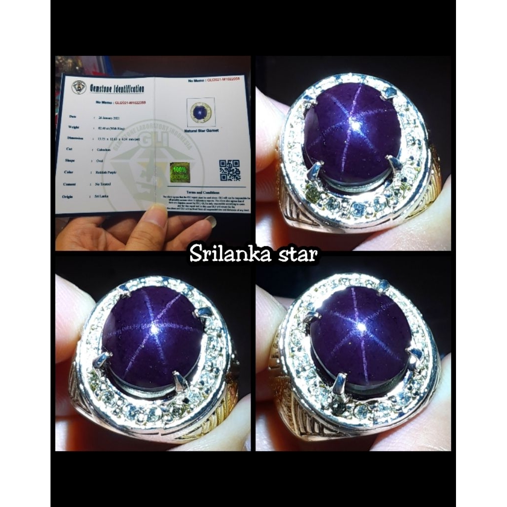 batu permata star garnet asli srilanka ceylon ya