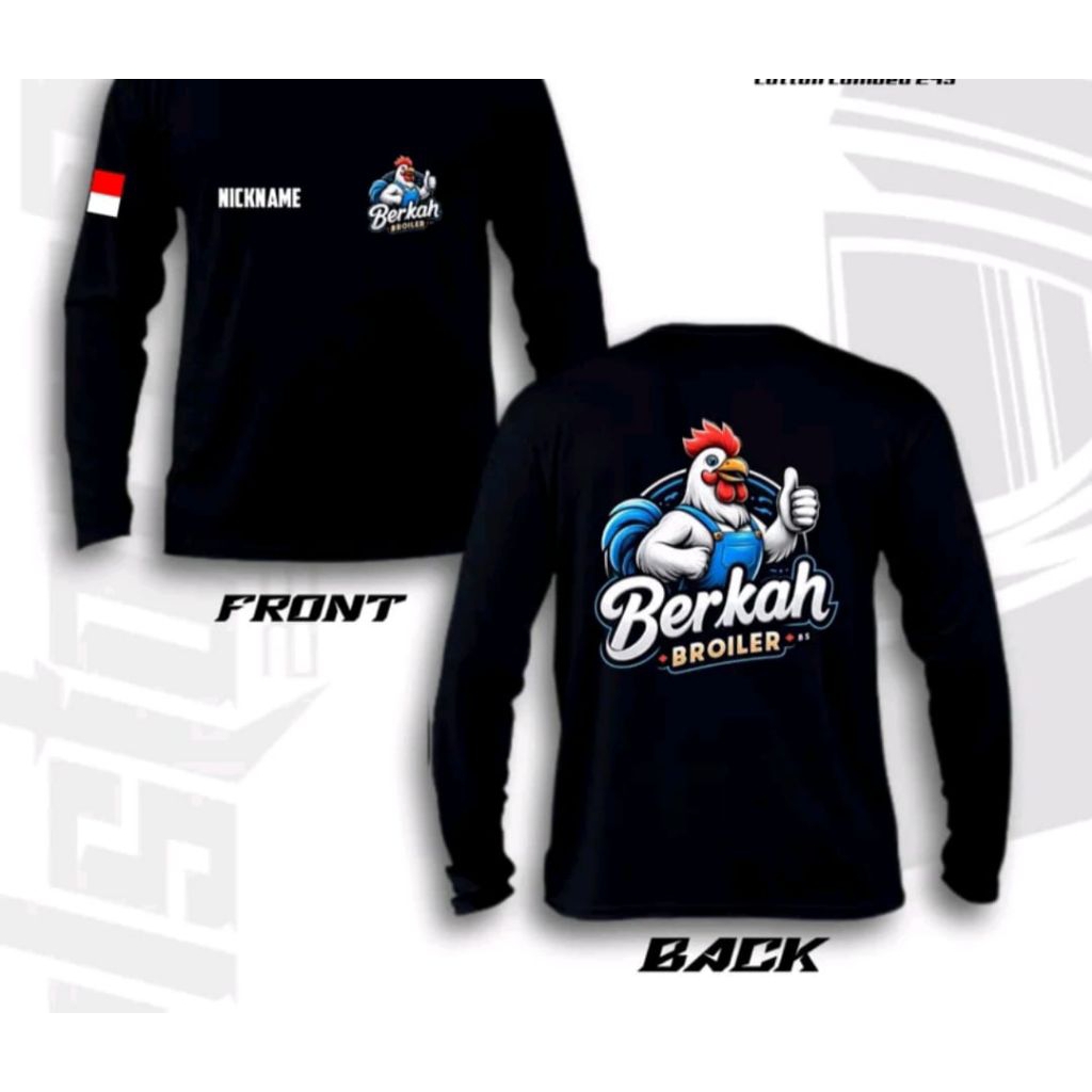Kaos Distro Lengan Panjang Berkah Broiler Kaos Unisex