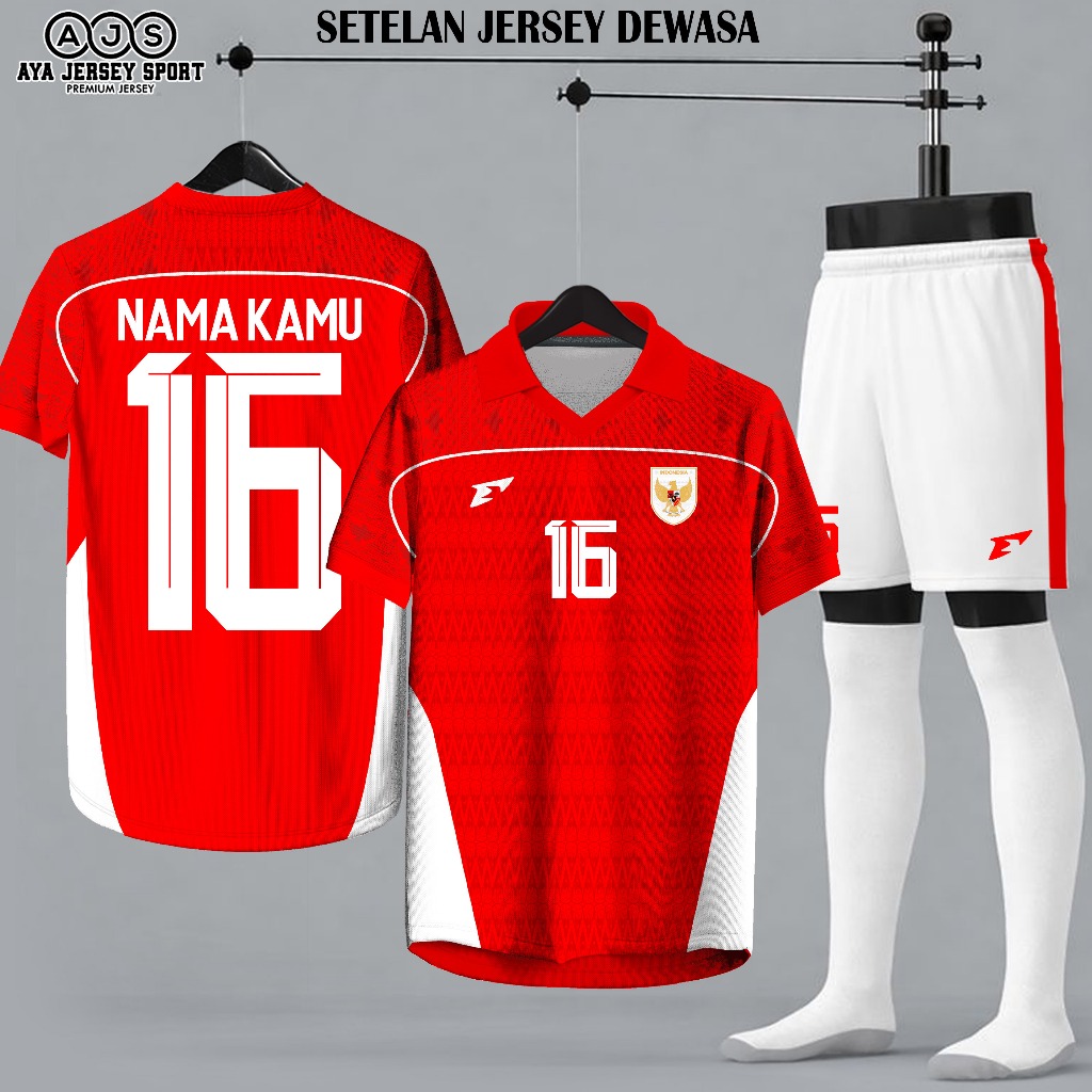 Aya Jersey - Jersey Cowok Sablon Nama + Nomor Futsal Bola Voli Keren Premium Setelan timnas Grade te
