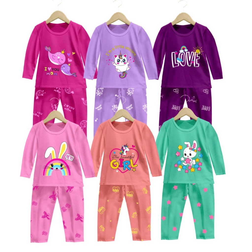 BAJU TIDUR PIYAMA KAOS ANAK 3 SAMPAI 7TAHUN/BAJU TIDUR ANAK/BAJU TIDUR ANAK PEREMPUAN/LAKI-LAKI