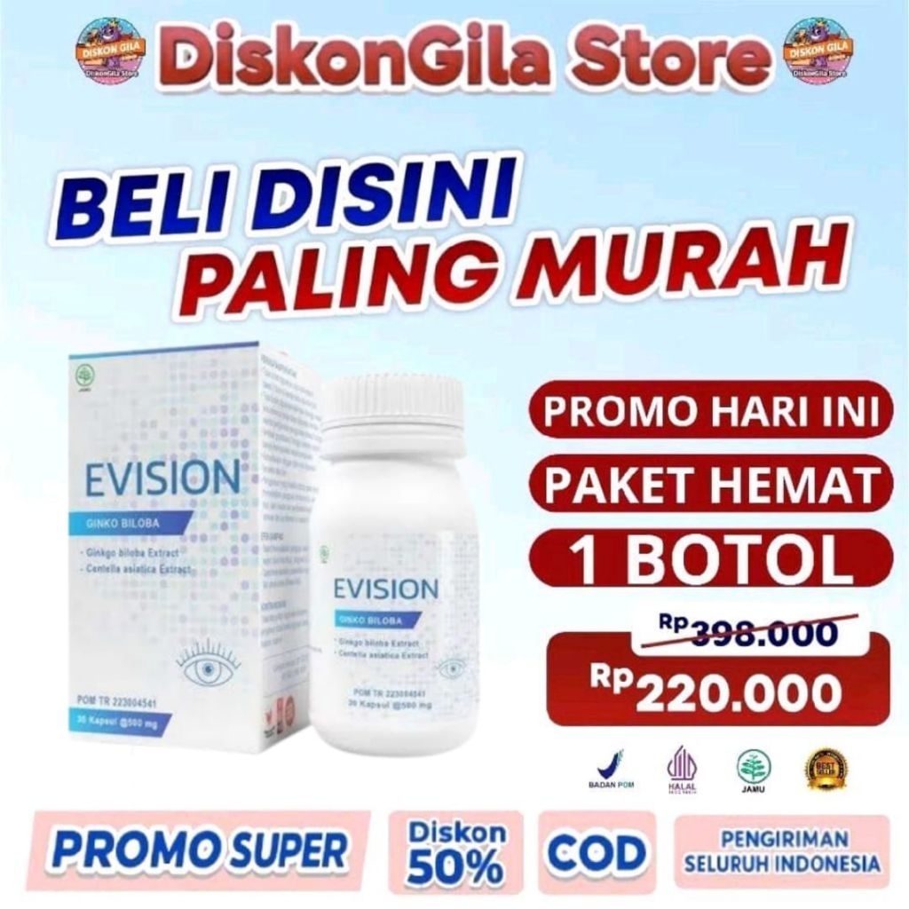 Evision Asli Obat Herbal Mata - Herbal Alami, Meningkatkan Penglihatan, Membantu Retina, Vitamin Mat