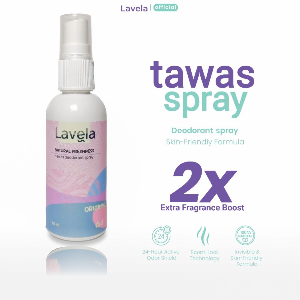 LAVELA Tawas Deodorant Spray 60 ml - Non Alkohol, Halal, Ready BPOM