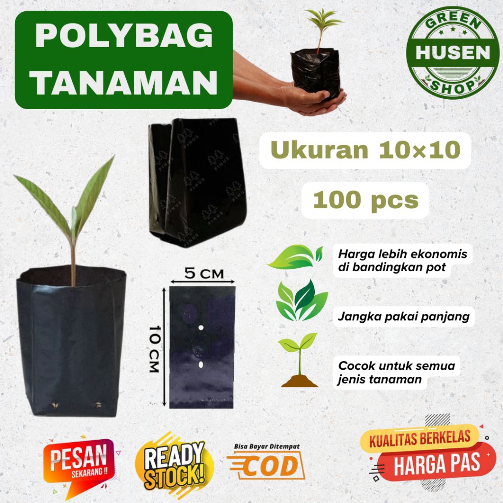Polybag Tanaman Kecil Ukuran 10 × 10 Polibek Hitam  Polibag Premium Untuk Semai