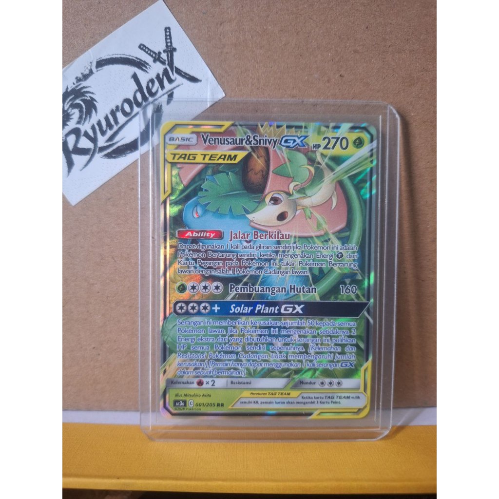 Venusaur & Snivy GX RR Tag Team Ac3a 001/205 Pokemon TCG Original