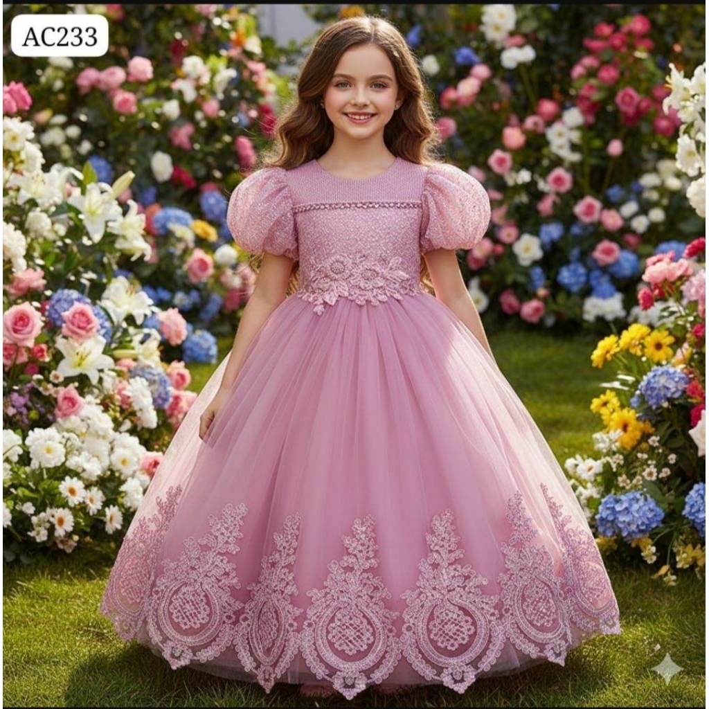 Salee Dress anak pesta terbaru gaun tile brokat import premium