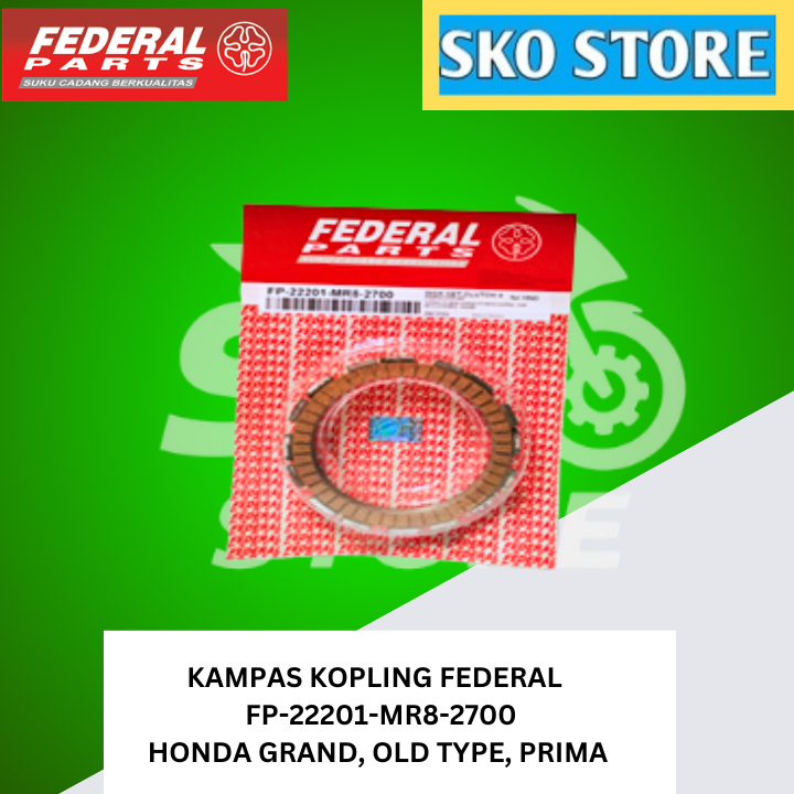 KAMPAS KOPLING (DISK SET, CLUTCH) FEDERAL FP-22201-MR8-2700 HONDA GRAND, OLD TYPE, PRIMA ORIGINAL MU