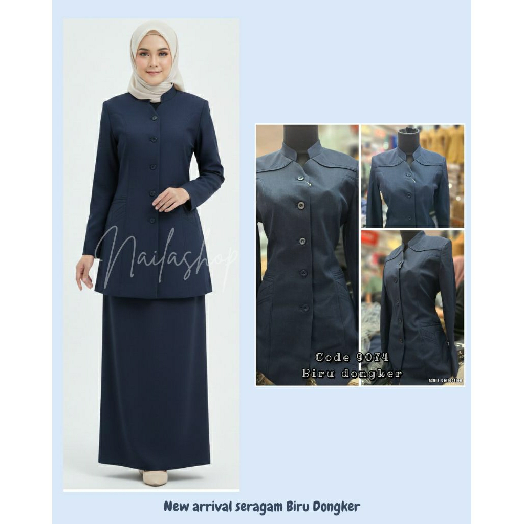 SETELAN BAJU SERAGAM KERJA BIRU DONGKER GURU WANITA KEREN  READY SET ROK & CELANA