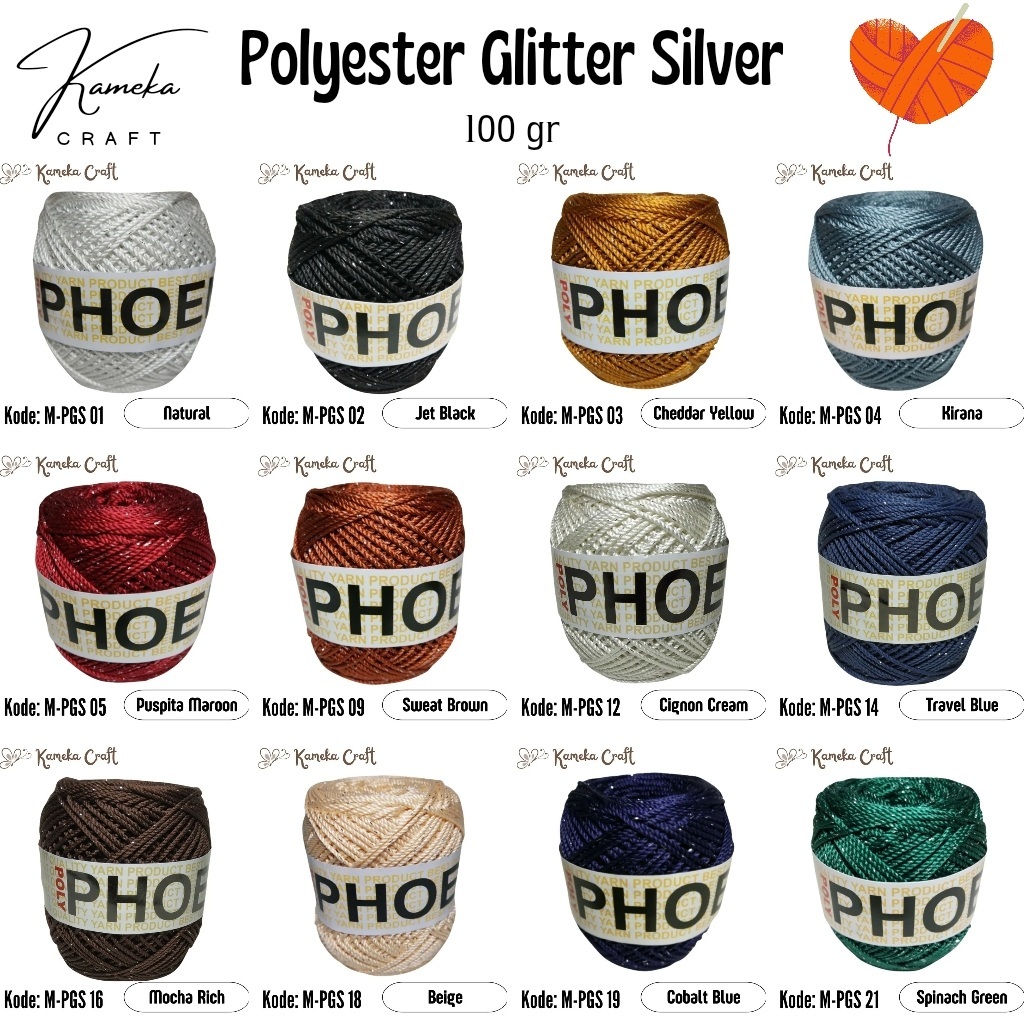 Benang Rajut Phoenix Polyester Glitter Silver/ Benang Rajut  Phoenix- PGS