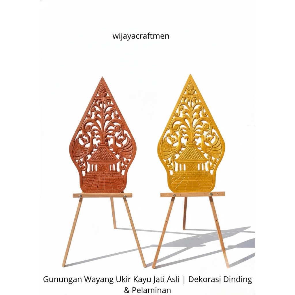 Gunungan Wayang Ukir Kayu Jati Asli | Dekorasi Dinding & Pelaminan