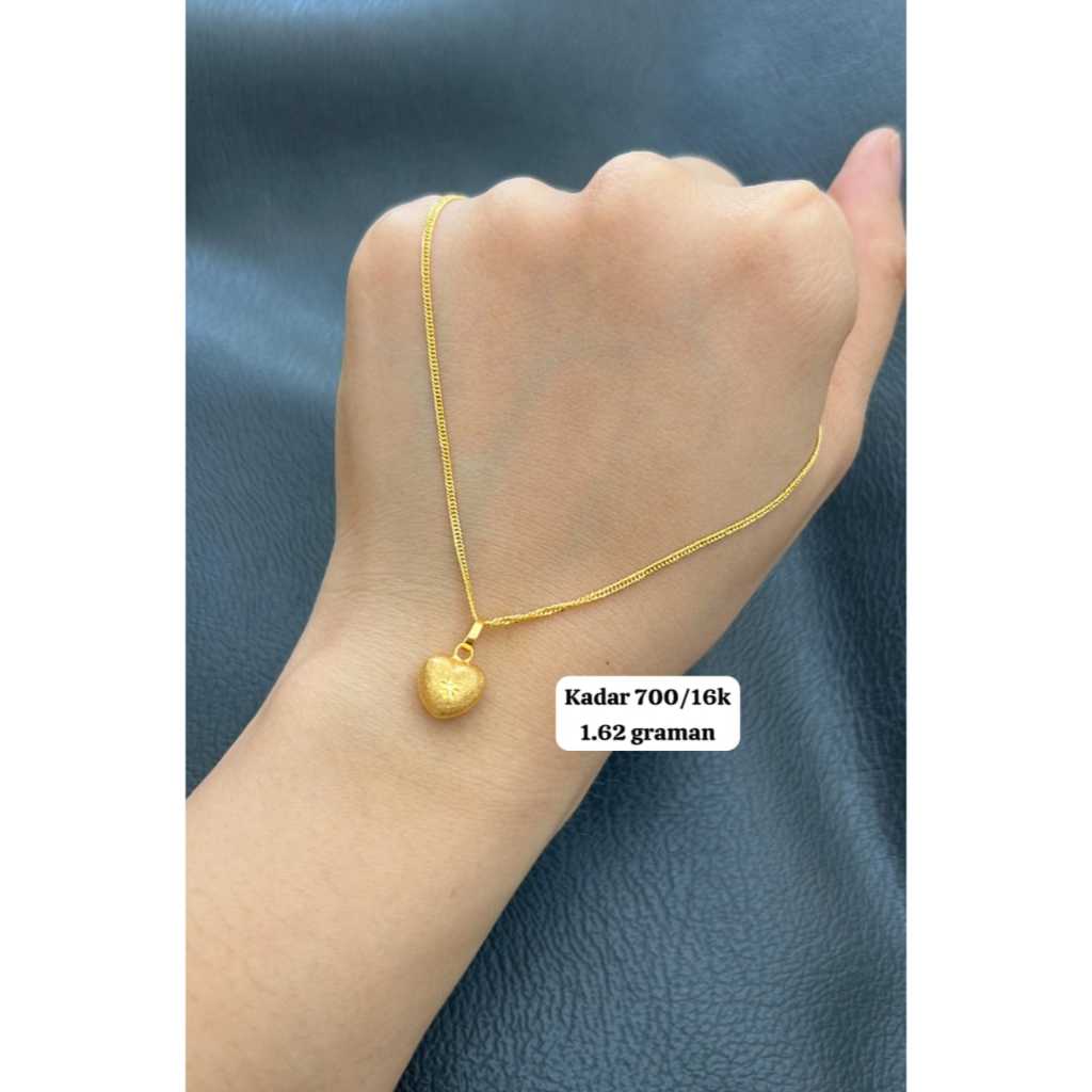 Set Kalung Liontin Hati Polos Model Pasir Koleksi Josean Emas Asli