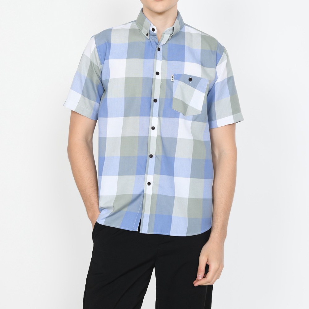 Kemeja Pria Hem Lengan Pendek Kotak-Kotak 047