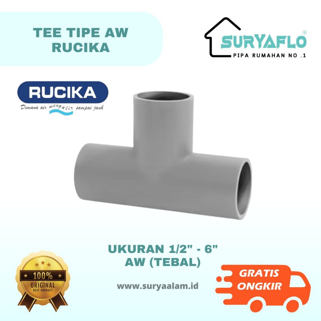TEE AW 3" FITTING PIPA PVC "RUCIKA" | TEE AW 3 INCH RUCIKA | SAMBUNGAN PIPA RUCIKA