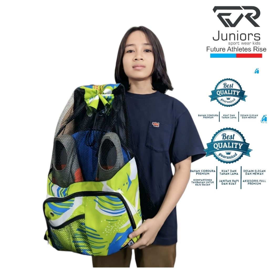 Tas Renang Sport Jaring Motif Abstract Crack Green /Tas Gendong Atlan