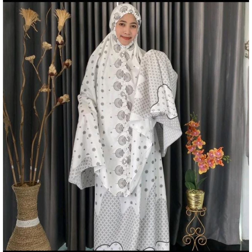 mukena dewasa katun premium cantik warna putih
