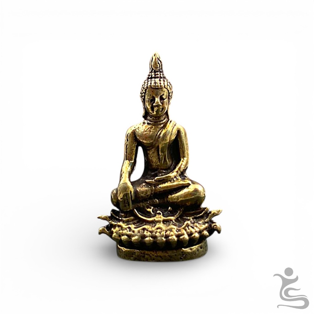 Mini Patung Buddha Meditasi Duduk Teratai – Finishing Antik Kuningan