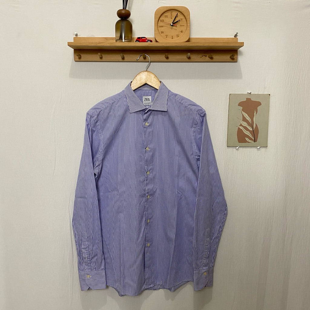 kemeja panjang pria ZARA original size M garis garis