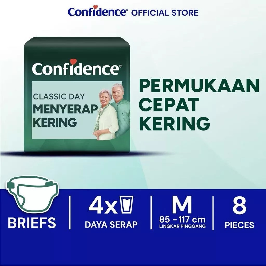 Confidence Popok Dewasa Perekat Classic Day Menyerap Kering M8 Pamper Perekat Tape Orang Tua Lansia 