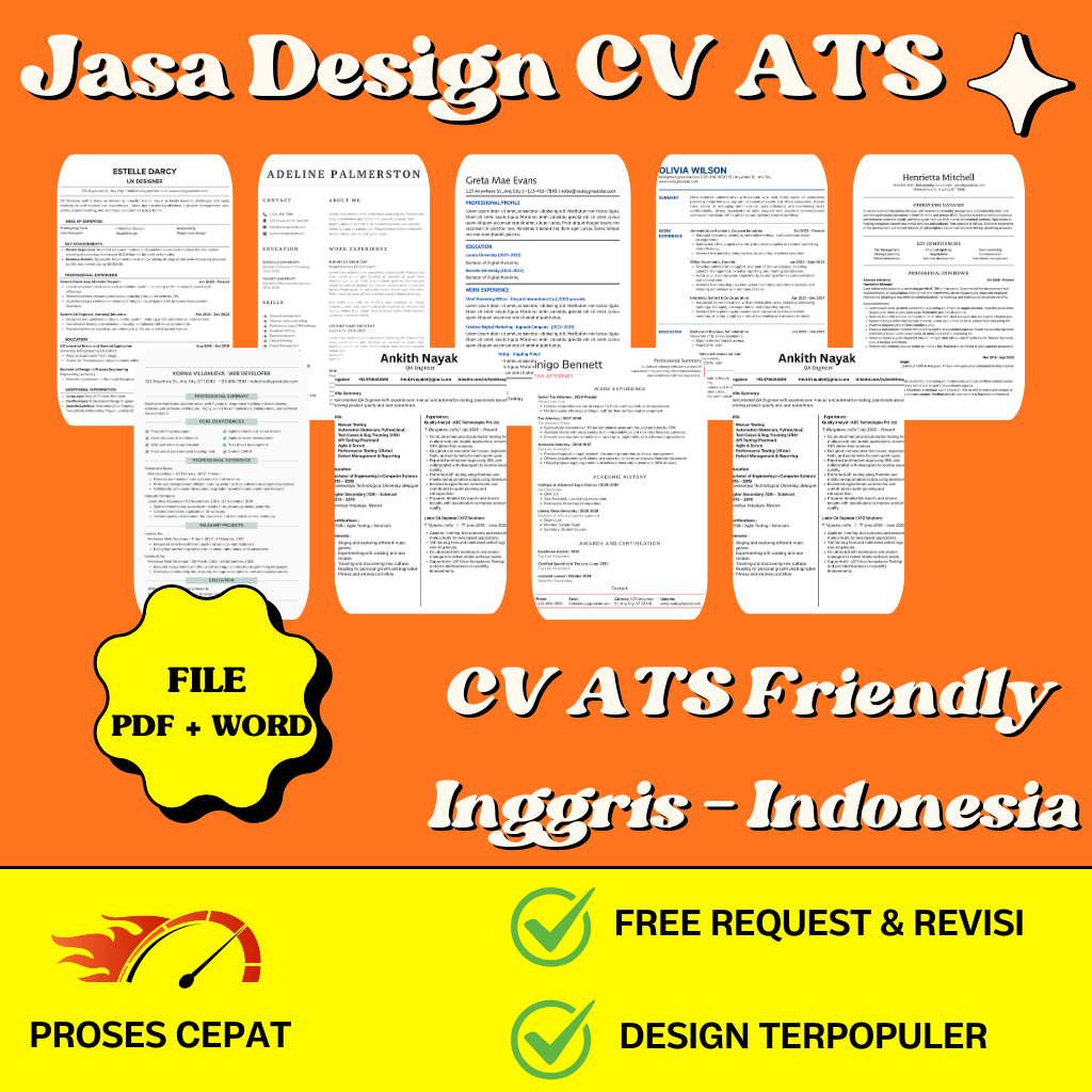 Jasa CV ATS Friendly | Resume Indonesia & Inggris | Profesional & Fresh Graduate