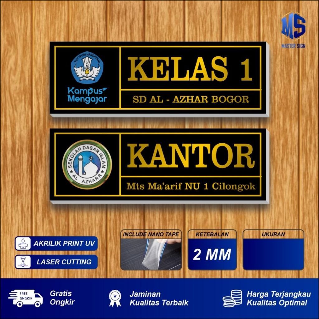 PAPAN NAMA RUANGAN KELAS SEKOLAH SD SMP SMA SMK MADRASAH UNIVERSITAS SATU SISI -