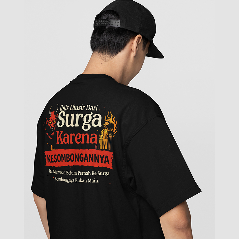 KAOSBRO - Kaos Iblis Di Usir Dari Surga Karena Kesombongannya - Kaos Pria dan Wanita - 100% Cotton -