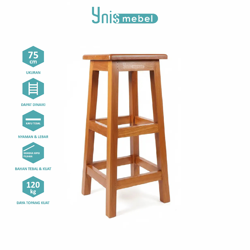 KOTAK 75 / KURSI FULL KAYU 75 CM, KURSI BAKSO, KURSI NONGKRONG, KURSI KAYU, KURSI DEKORASI, KURSI BA